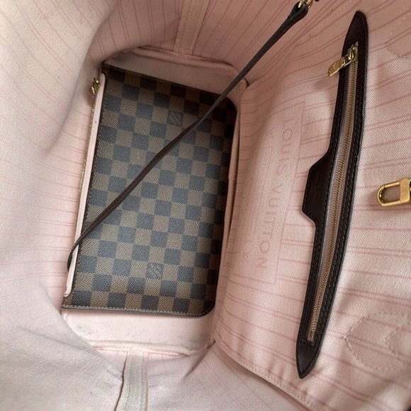 Louis Vuitton Neverfull MM Damier Ebene Canvas Tote Bag - Rose Ballerine - Picture 2 of 8